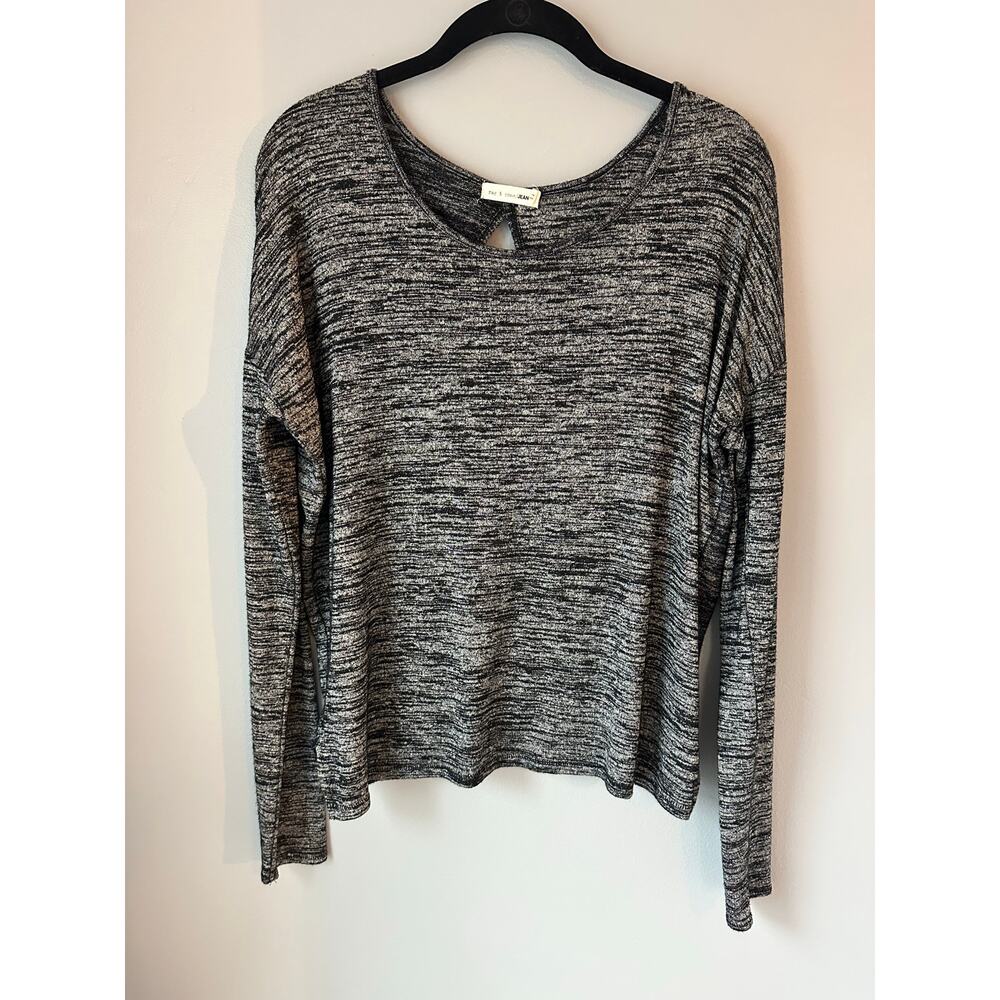Rag & Bone Black Heather Knit Top Blouse Back Wrap Medium Womens Dolman Sleeve